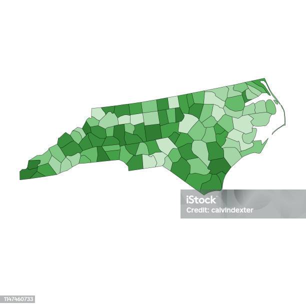 North Carolina State Map With Counties Stock Illustration - Download Image Now - Data, North Carolina - US State, Adventure