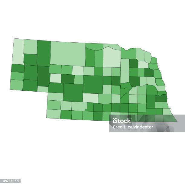 Nebraska State Map With Counties Stock Illustration - Download Image ...