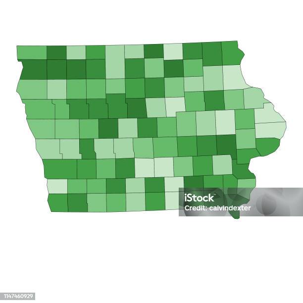 Iowa State Map With Counties Stock Illustration - Download Image Now - Adventure, American Culture, Business