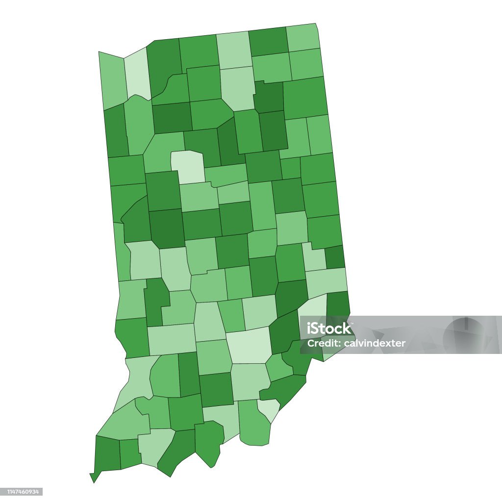 Indiana state map with counties Vector illustration of the map of Indiana state with all its counties. Adventure stock vector