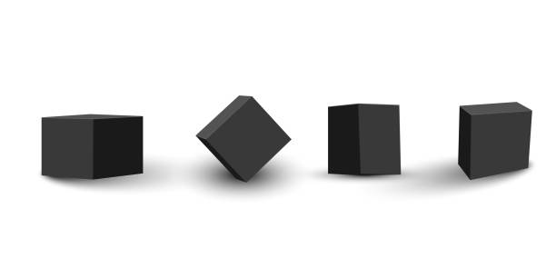 istock Set of four black blank boxes. Box templates for your design. Vector illustration. 1147462606