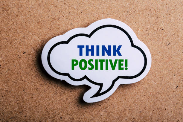 istock Think Positive Speech Bubble Isolated On Brown paper Background 1147462876