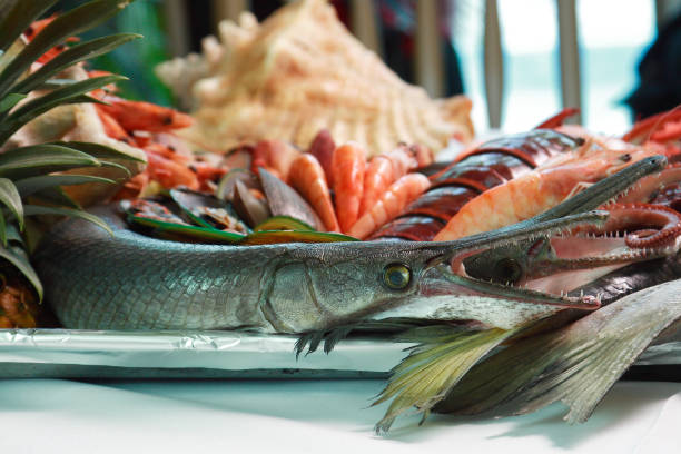istock Tray of fish, seafood and lobster 1147466085