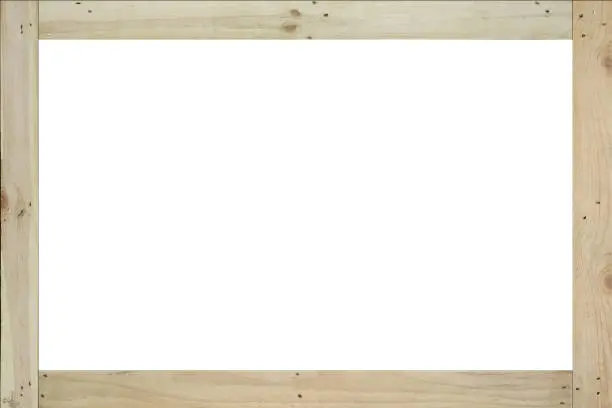 Vintage rectangular dirty and old wood frame. isolated white background.