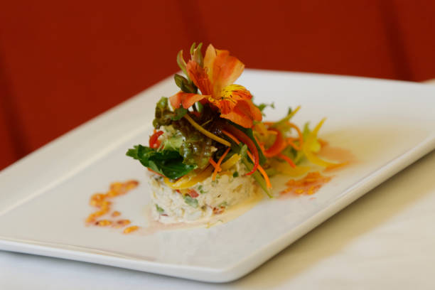 istock Surimi with vegetables and garnished with flowers. 1147469351
