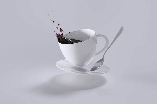 Hot coffee spilled out of the cup.