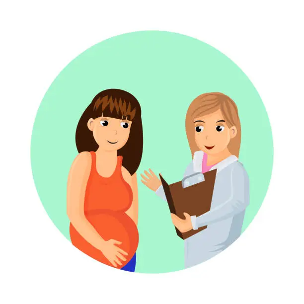 Vector illustration of Pregnant Woman Visiting Therapist Illustration