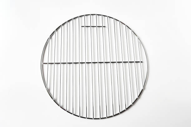 Top view object  BBQ equipment   with grill circle on white background