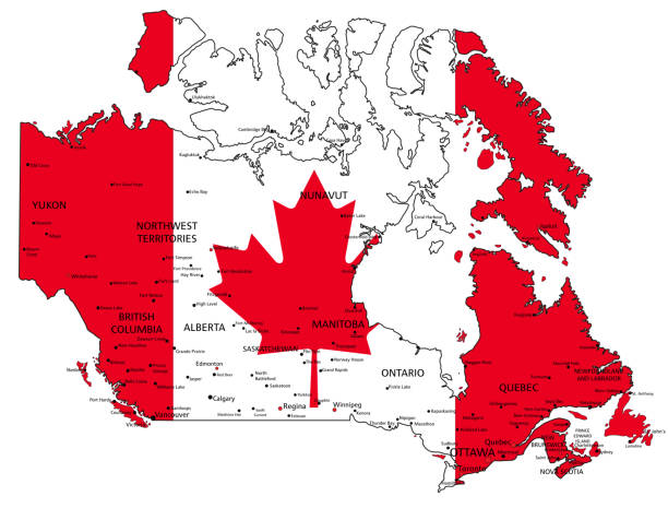 istock Canada highly detailed political map with national flag. 1147476522