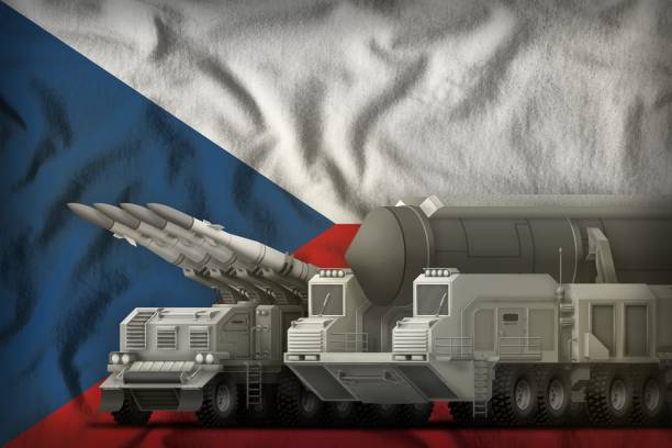 istock Czechia rocket troops concept on the national flag background. 3d Illustration 1147477993