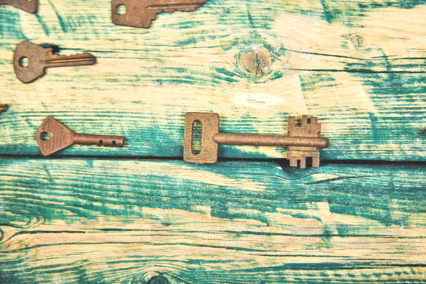 istock Collection of many different old retro keys 1147478340