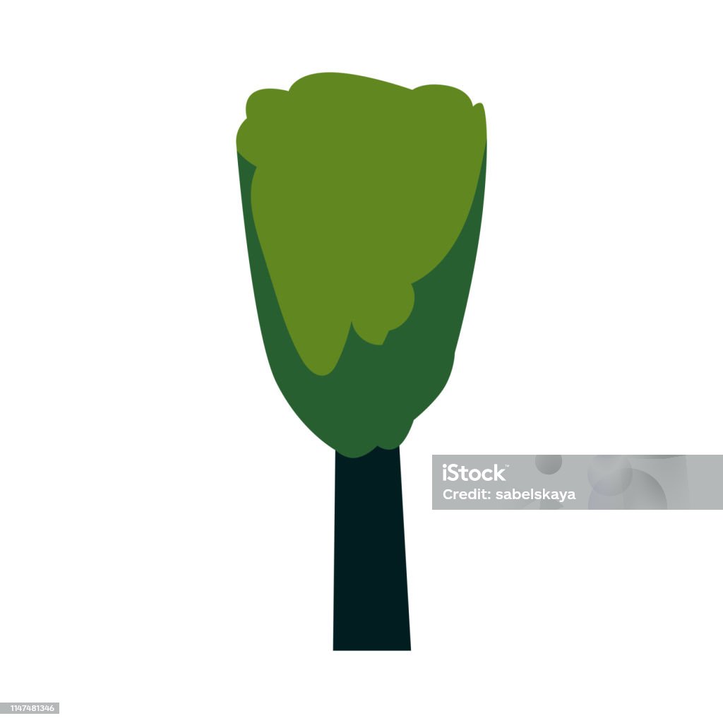 Vector abstract tree with green foliage icon Vector abstract tree with majestic green foliage canopy. Natural element for game landscape design. Forest plant flat icon. Symbol of ecology and environment. Isolated illustration Abstract stock vector