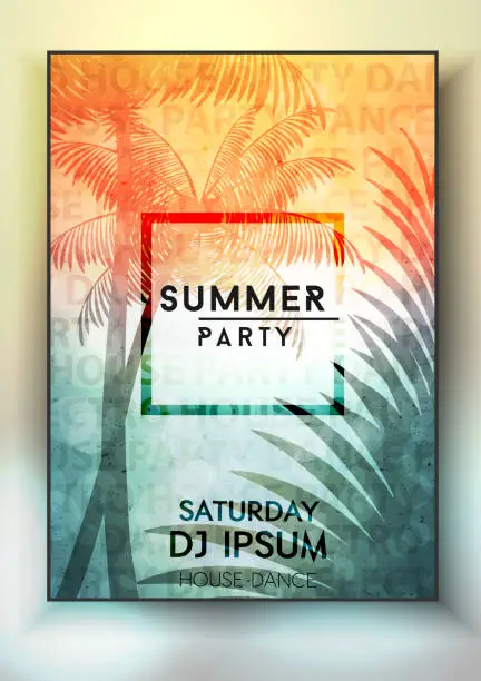 Vector illustration of Summer night party poster design