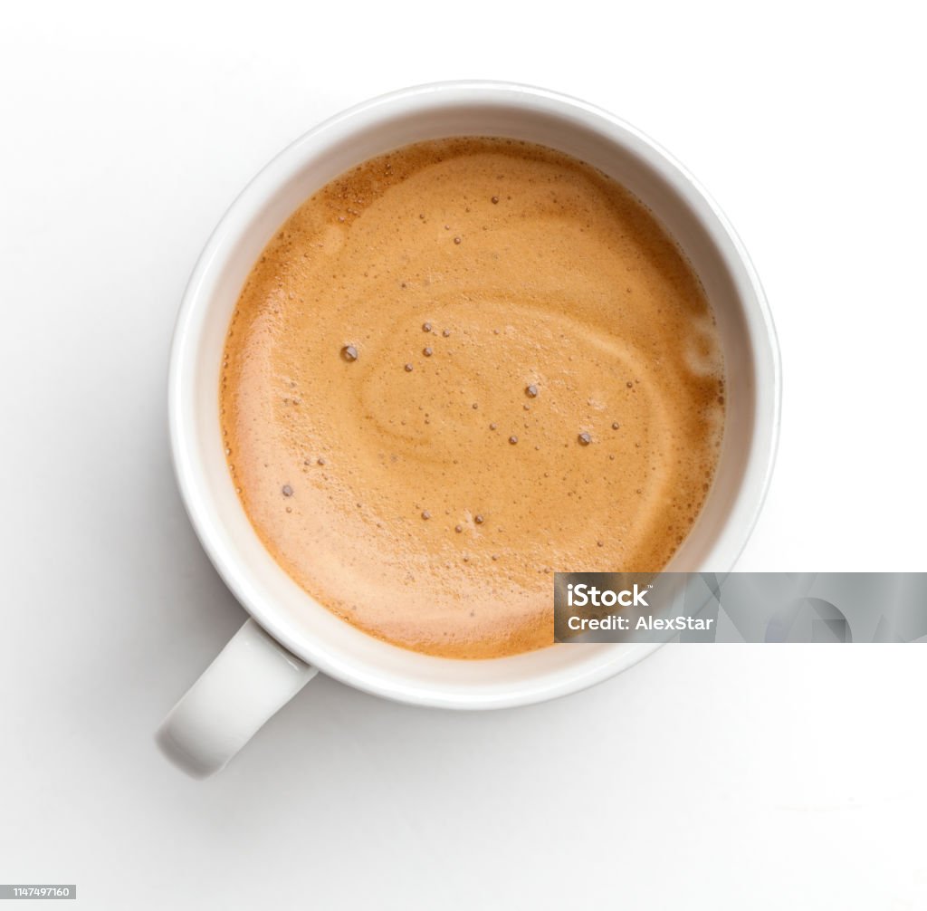 Coffee cup Top view of coffe cup on white background Coffee - Drink Stock Photo