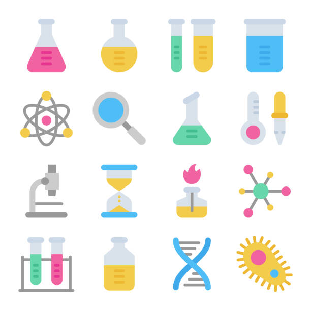 ilustrações, clipart, desenhos animados e ícones de jogo colorido do ícone do laboratório da ciência da química - dna helix spiral color image