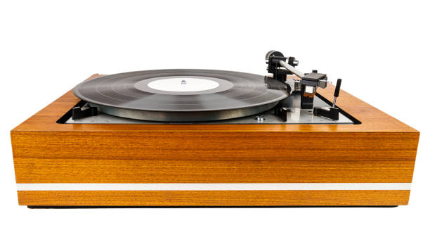 istock Vintage turntable vinyl record player isolated on white 1147504569