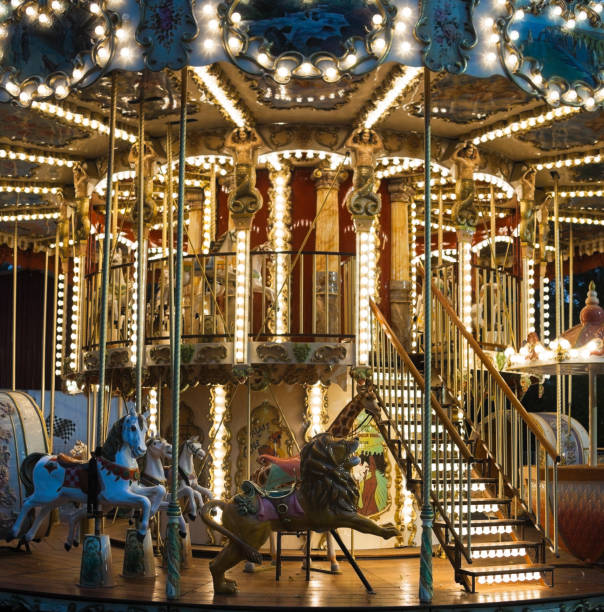 istock Colorful merry-go-round with the night illumination. 1147509257