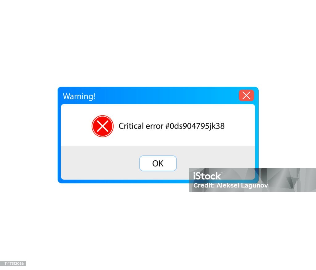 Vector Error Message Warning Popup Window Vintage User Interface ...