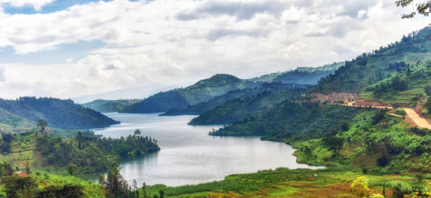 Lake Kivu Lake Kivu, one of the largest of the African Great Lakes, In Rwanda rwanda photos stock pictures, royalty-free photos & images