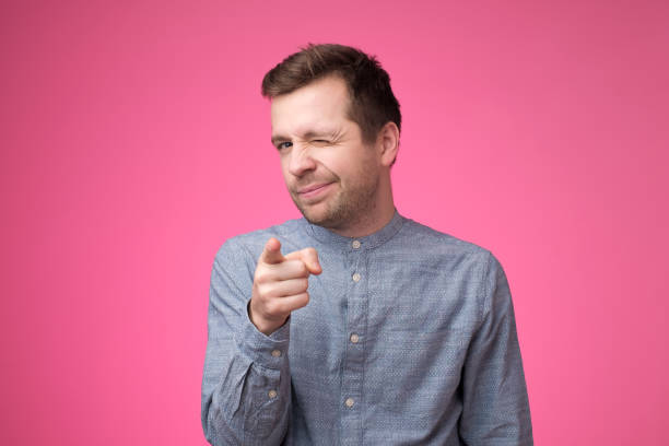 istock Hey you concept. Happy man pointing on you. 1147513029