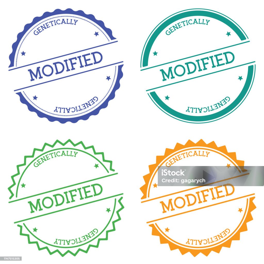 Modified genetically badge isolated on white background. Modified genetically badge isolated on white background. Flat style round label with text. Circular emblem vector illustration. Badge stock vector