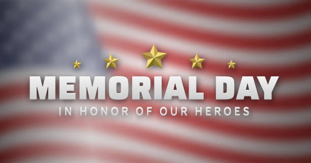istock Memorial day. Greeting poster with blurred USA flag. 1147518348