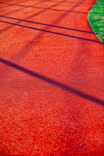 istock Artificial red running leisure track in a Public Park 1147519175