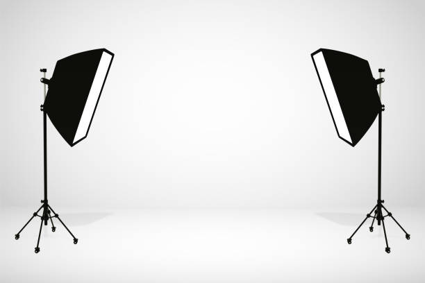 istock White pedestal for display. Platform for design. Blank product stand with SoftBox Light. 3D rendering 1147521075