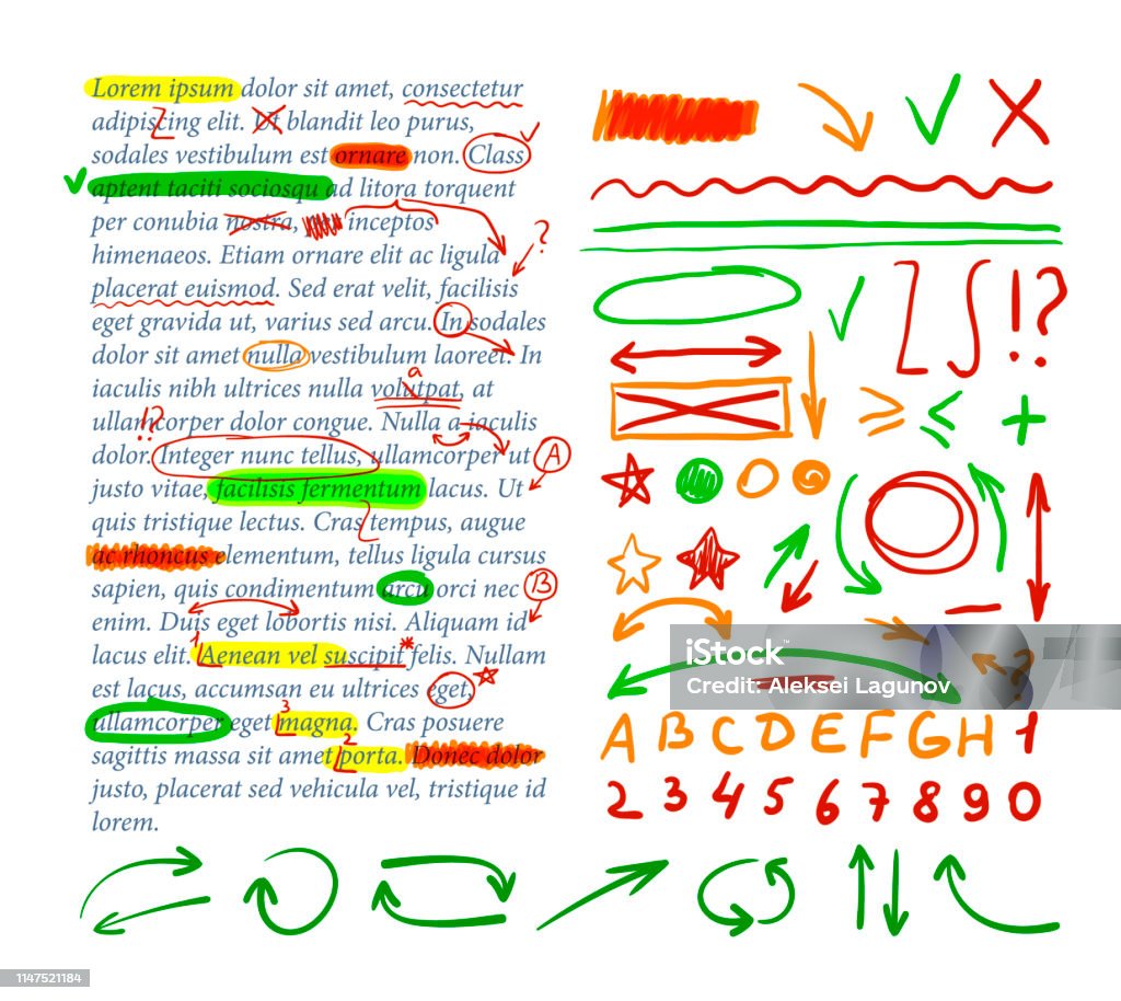 Vector Correction Marks Set Colorful Design Elements Stock Illustration ...