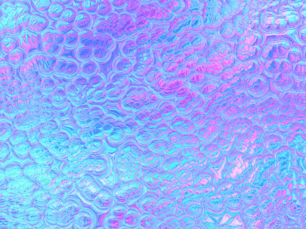 feuille holographique coloré à facettes cristal bulle motif bleu violet turquoise rose perle fond abstrait serpent reptile lézard peau crocodile cuir texture - bubble foil photos et images de collection