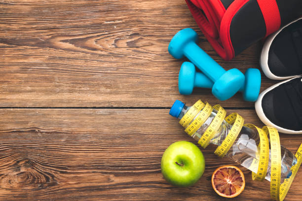 istock Fitness concept with sneakers 1147527353