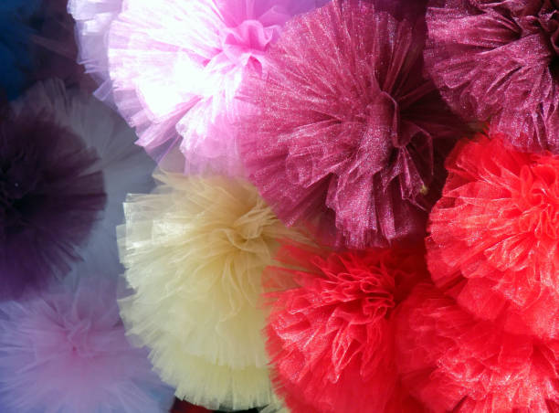 istock Pompons made of tulle in various colors 1147527357
