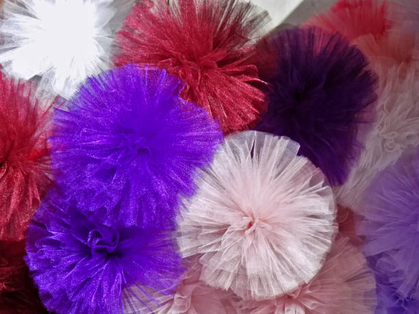 istock Pompons made of tulle in various colors 1147527369
