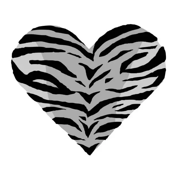 Vector illustration of Tiger skin in shape of heart.