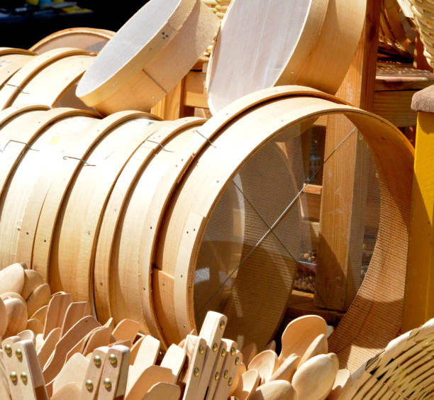 istock Kitchen utensils on the Istanbul bazaar (wooden spoons and spatulas, sieves etc.) 1147530095
