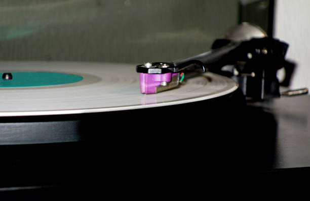 istock Turntable and white vinyl record LP 1147531764