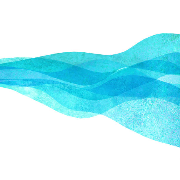 aquarell durchsichtige welle meer teal türkis farbigen hintergrund. aquarell handbemalte wellen illustration - frame wallpaper pattern abstract sea stock-grafiken, -clipart, -cartoons und -symbole