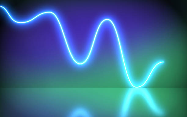 istock Futuristic Abstract Blue And Green Neon Wave motion Light Shapes On colorful background and reflective With Empty Space For Text - render 1147536192