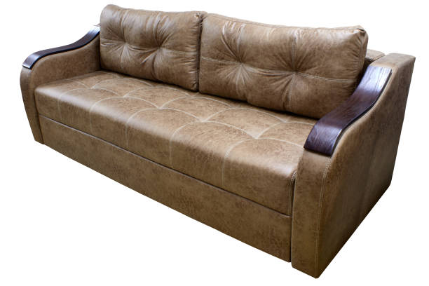 istock modern triple cozy brown fabric sofa with a wooden lining on the armrests on a white background 1147536402