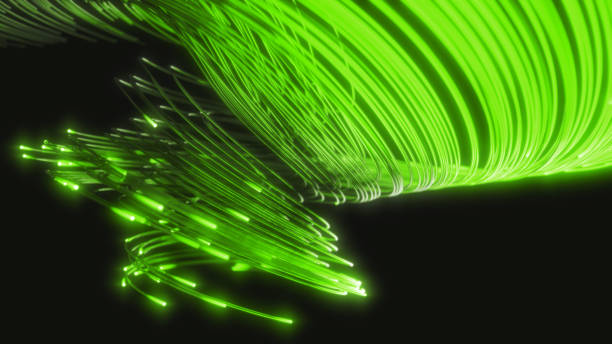 istock glowing fiber optic strings in dark. 3d illustration 1147537678