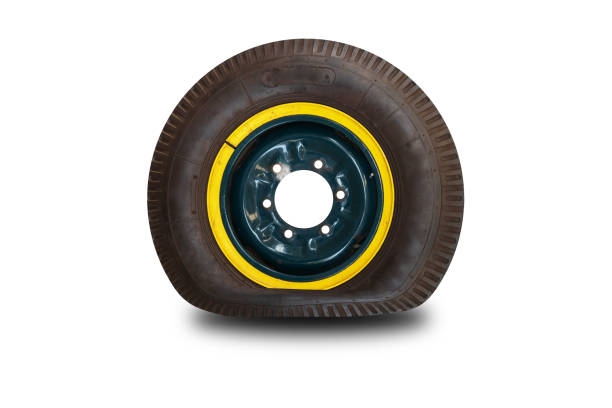 istock Flat tire accident that separated from the floor, white background clipping part 1147545112