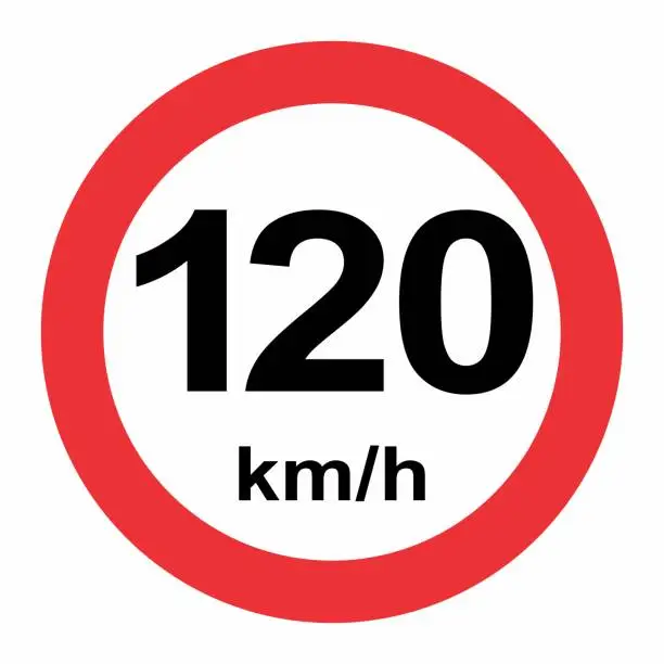 Vector illustration of Speed limit 120 kmh traffic sign