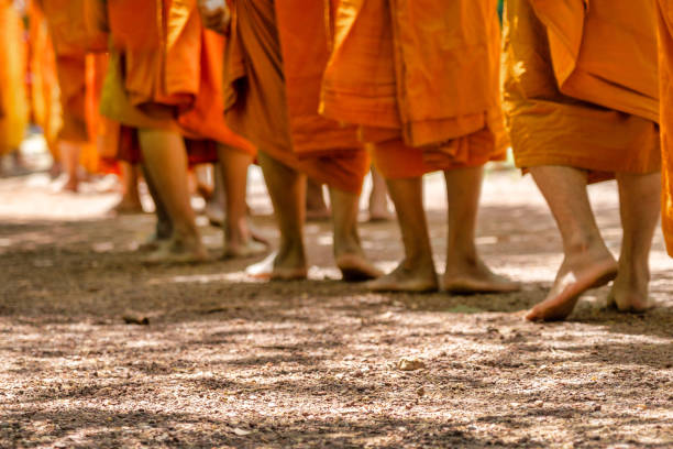 istock Buddhist Monks feet walking on Pilgrimage 1147549057