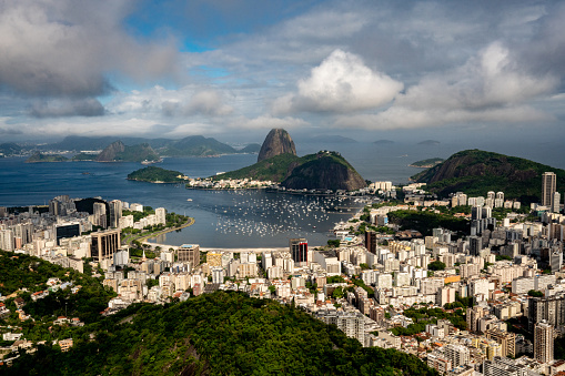 Shot of the sugarloaf from the air in Rio de Janeiro, Brazil