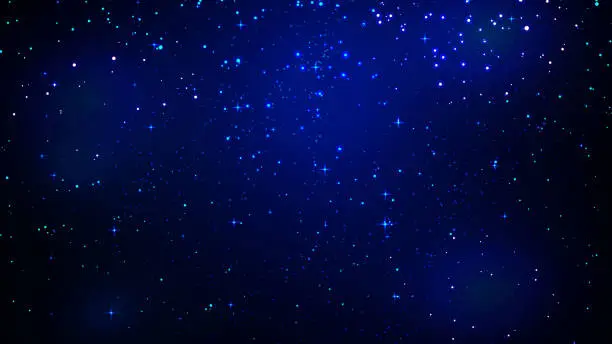 Vector illustration of Night shining starry sky, blue space background with stars, cosmos background