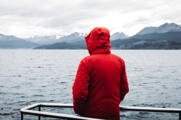 istock Man exploring the Beagle Channel in Ushuaia by cruise ship 1147554995