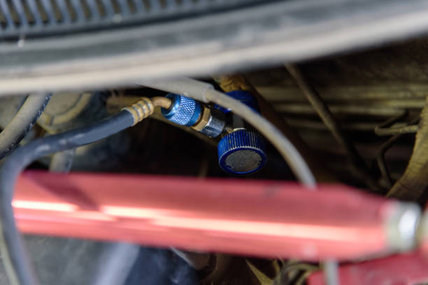 istock Connect to air pipe for Car air refill step 1147555106