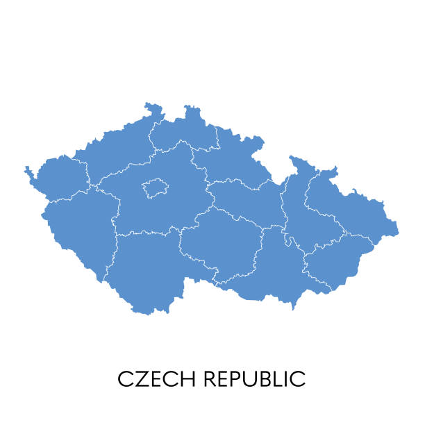 karte der tschechischen republik - tschechische republik stock-grafiken, -clipart, -cartoons und -symbole