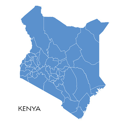 Vector illustration of the map of Kenya