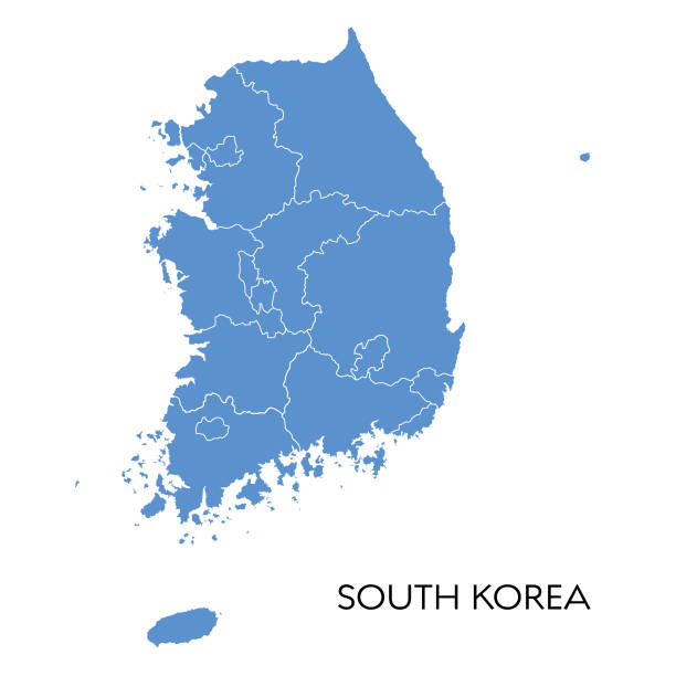 대한민국 지도 - korea stock illustrations